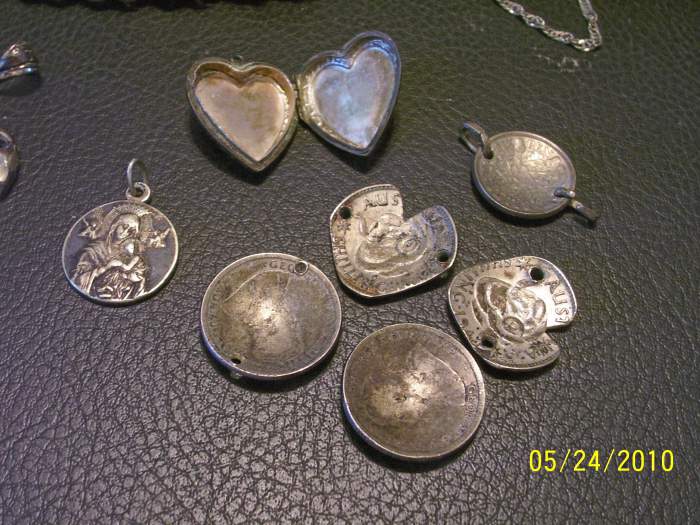 silver coin jewelry etc. - coins were found together in an old house under the floorboards several years ago.