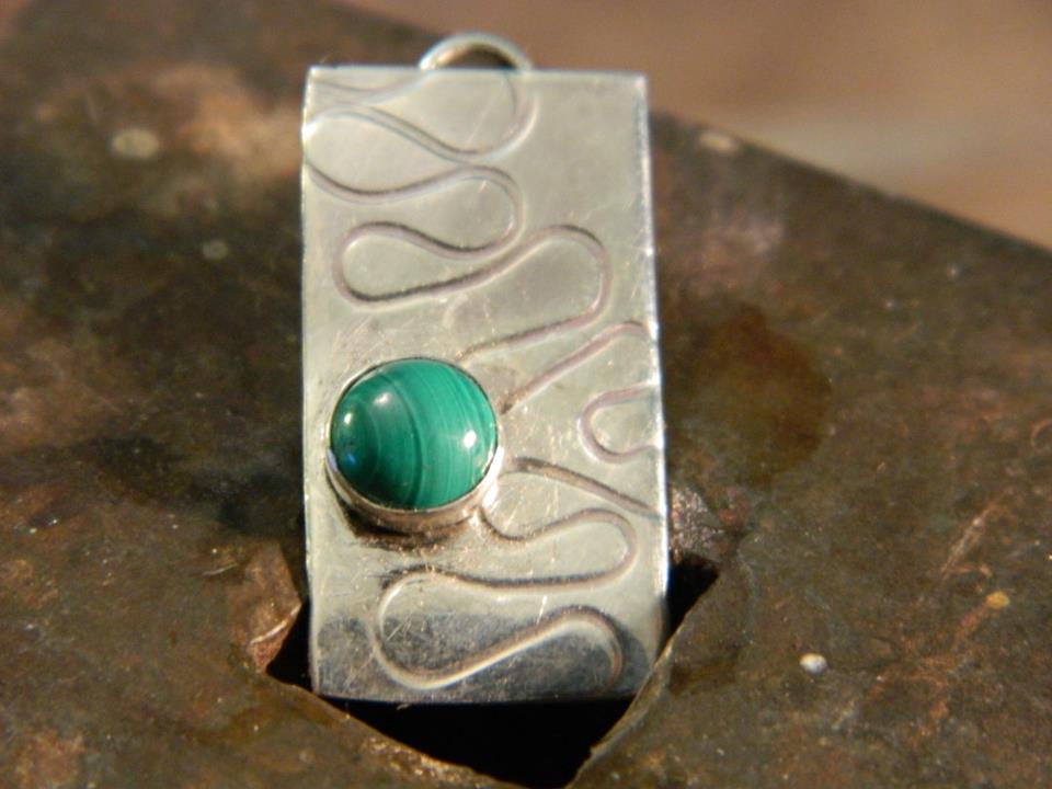 Sterling silver and malachite charm/pendant