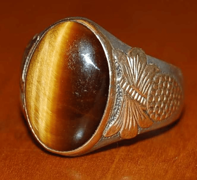 Unique Cat's Eye Mans Gold Ring