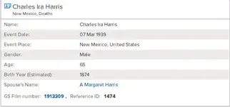 Charles Ira Harris - NM Death Records.webp