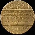 1927 National Oratorical Contest New York Times Award Medal back.webp