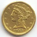 1845 $5 Dahlonega Gold Obverse.webp