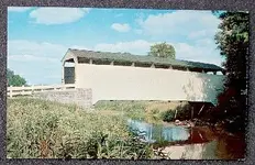 lancaster1950s Covered Bridge Cocalico Creek Ephrata PA PostcardBridge above Cocalico Creek, ...webp