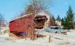 LANCASTER, PA - Covered Bridge & Cadillac - old 1950s.webp