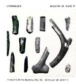 Closeup of shaft wrench and flint chipping tools.webp