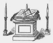 Freemason Altar and Bible with three Candlesticks.JPG