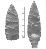 One-of-the-projectile-point-preforms-left-and-one-of-the-hafted-projectile-points-from.webp
