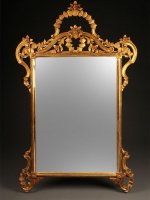 Antique hand carved Italian gilded mirror, circa 1950. Dimensions 58.00(h) x 0.00(d) x 35.50(w) .jpg