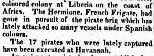 Hobart Town Courier Tasmania, Friday 21 September 1832, page 3 pirate captured 17 pirates exe...webp