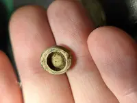 Small Piece of round lead painted green -Back.webp