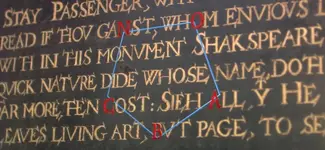 Sweet Swan of Avon Shakespeares Tomb Bacon Pentagram Inverted Map Poussin.webp