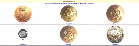 Crowns Cyphers as used on badges buttons and medals.webp