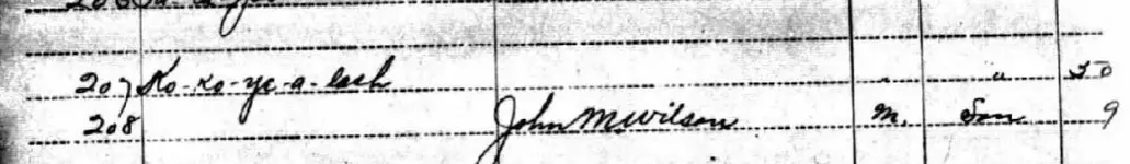 KO KO A YE LAS JOHN WILSON 1895 ROLL IN 1885 -1940 INDIAN CENSUS ROLES..webp
