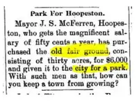 Hoopeston Park is the Old Fairgrounds 1901 Newspaper Article.webp