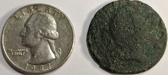 Obverse view of a 1773 Virginia Half Penny found 06-06-2020 Berryville Virginia.jpg