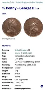 King George III Half Penny  coins.webp