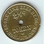 Shore Line Elec. RY. Co. 2 half c Token.webp