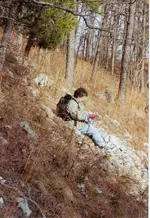 Miss Linda on steep mountain 2002.webp