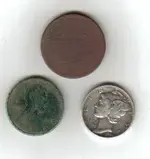 1900 LH nickel,  1944 Mec, 1910 Wheatie.webp