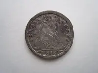 KG III, 1853 dime, Braided Hair, 1863 Token 035.webp