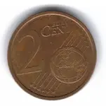 Euro 2 cent coin found in penny roll Jan 2007.webp