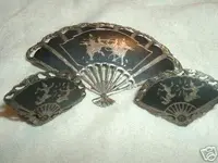 Silver oriental fan brooch made in Siam.webp
