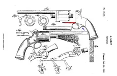 LaMat Revolver Patent Drawing Oct 21, 1856 Painted.webp