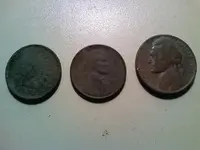 1901 IH, 1946 Wheatie, 1955 Nickel.webp