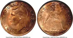 Great Britain 1938 One Penny MS63RD.webp