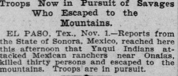 San Francisco Call, Volume 90, Number 155, 2 November 1901 — YAQUI INDIANS KILL RANCHERS I.jpg