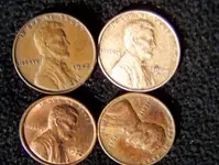 obverse gold colored 1969-D Penny.webp