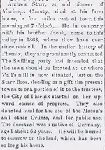 1883-06-02, Andrew Starar Obituary, Arizona Valley Gazette, p3.webp