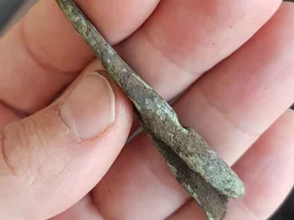 Prehistoric Copper Culture spear/harpoon head found in Quebec.