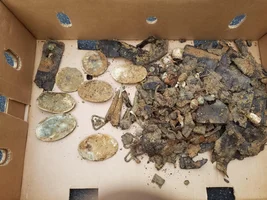 Incredibly epic Civil War Trash pit dig. 7 plates in 1 hole, leather pieces, hooks et