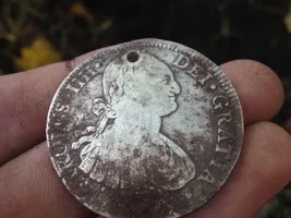 Big 1700s silver 8 reale an 5 franc in the woods!!!