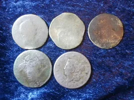 BULLDOZED CELLAR HOLE = GEORGE WASHINGTON INAUGRURAL BUTTON & 11 COPPERS - NJ, FUGIO,