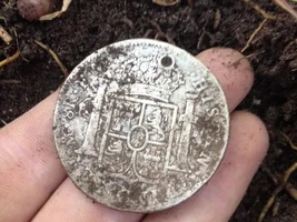 Big 1700s silver 8 reale  an 5 franc in the woods!!!