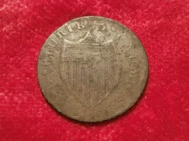 BULLDOZED CELLAR HOLE = GEORGE WASHINGTON INAUGRURAL BUTTON & 11 COPPERS - NJ, FUGIO,