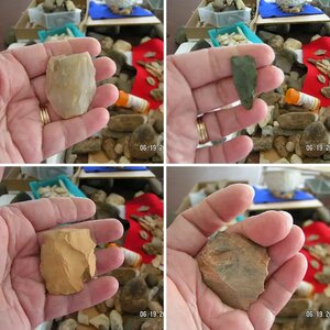 Flint, crystalline , arrowheads and scrapers etc