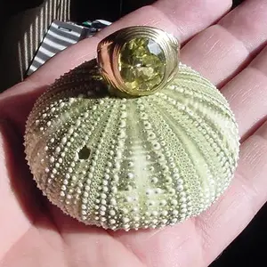 ANOTHER NICE TRIP FIND FROM TRIP - GREEN URCHIN - PERIDOT RING FROM TRIP ON TOP