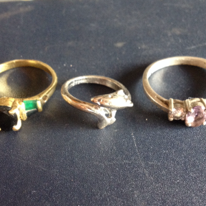 Rings #49,50,51, gold plated,  junk toe dolphin, .925 with amethyst and white sapphire