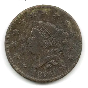 1820 over 19 large cent obverse 10 30 13