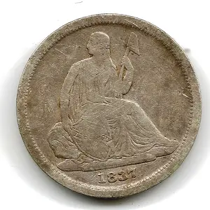 1837 No Stars Seated Dime