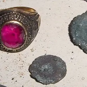 GOLD RING - 2 SILVER RELIG. MEDALS - 1937 BUFFALO - 1800s FLAT BUTTON