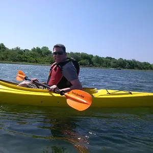 Kayaking the ocean in Rhode Island.
