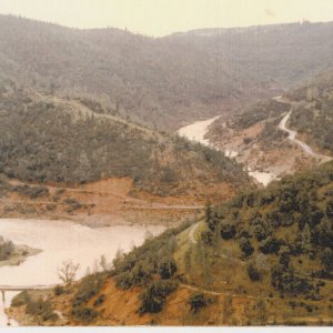 After the Cool Bridge and road hwy 49 was destroyed from the 1964 flood Confluence of the American River