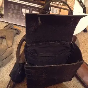 Modified treasure pouch by installing a hand stitched 2 section coin/utensils pouch