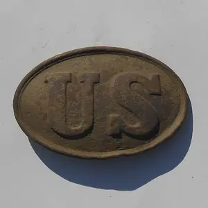 This U.S. belt plate with arrowhead hooks & a tongue was in near perfect shape. I dug it in a U.S. camp on 12-30-14.