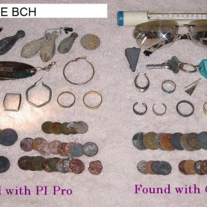 FOR THOSE THAT LIKE TO COMPARE MACHINES - FINDS ON LEFT WERE FOUND WITH MY PI AFTER HUNTING FOR 2HRS - ROD BROKE AND I THEN SWITCHED TO MY CZ AND HUNT