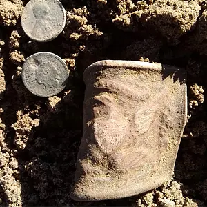 Dug in Worth County Georgia farm field on Feb 8, 2015 ----Early version of 1851 Union Eagle Belt Sword Officers Plate #630